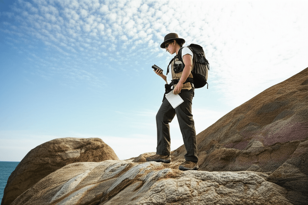 Geologist conducting field mapping