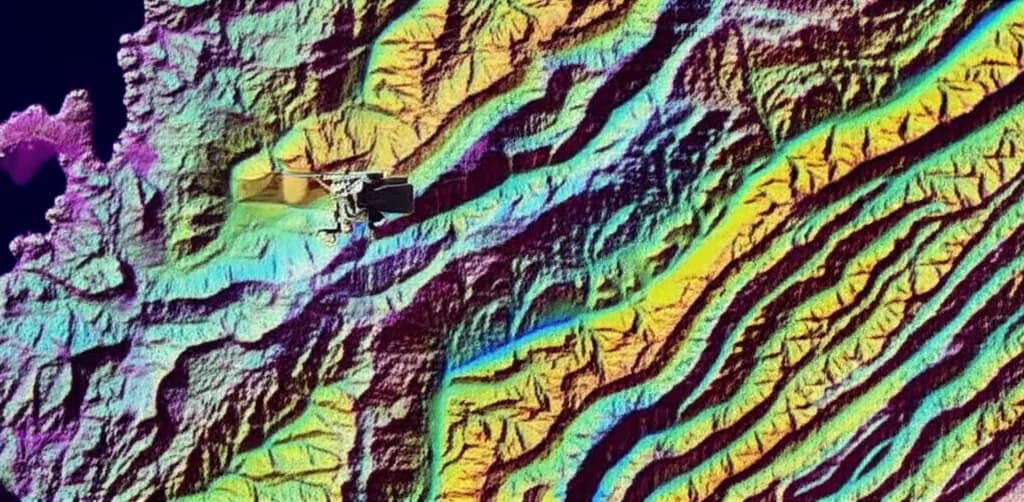 Hyperspectral geological map with colour-coded surface units