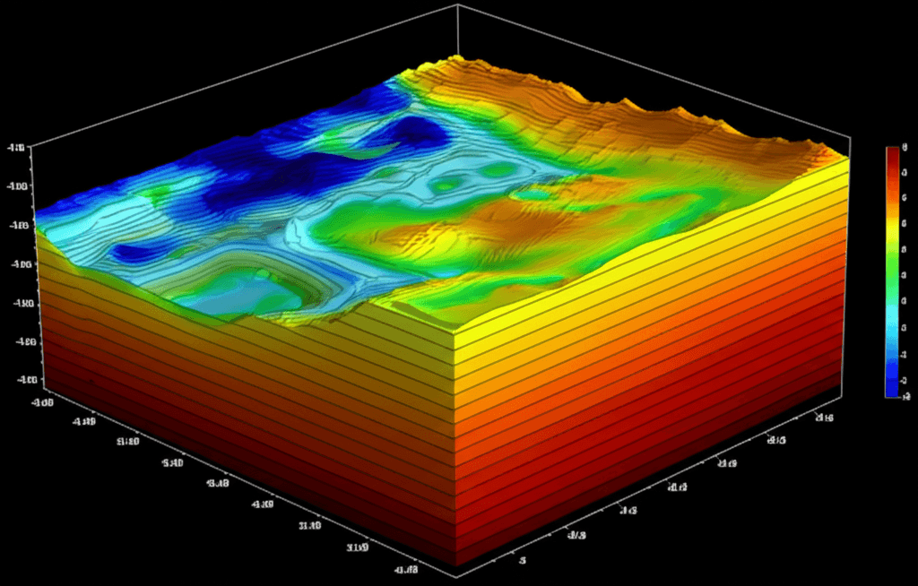 Seismic attribute visualization with layered technical views